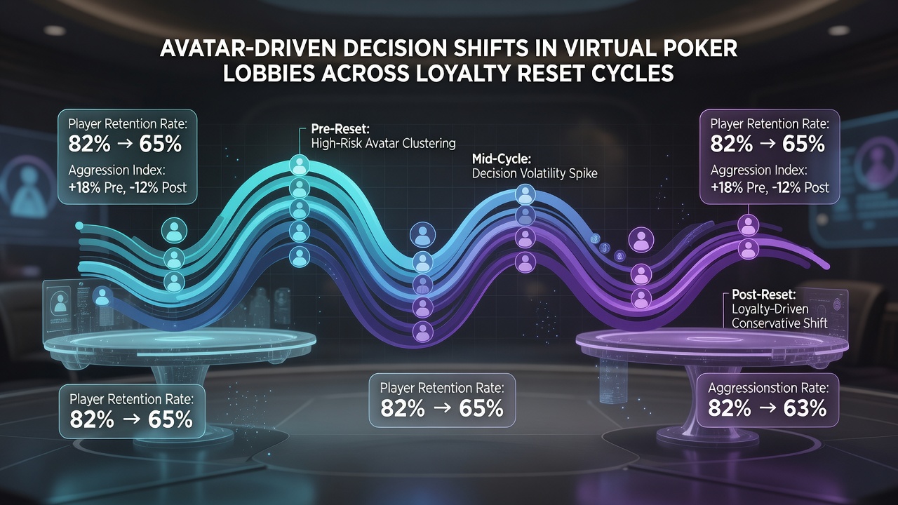 Analytics dashboard displaying poker decision metrics linked to avatar selections across multiple loyalty tiers