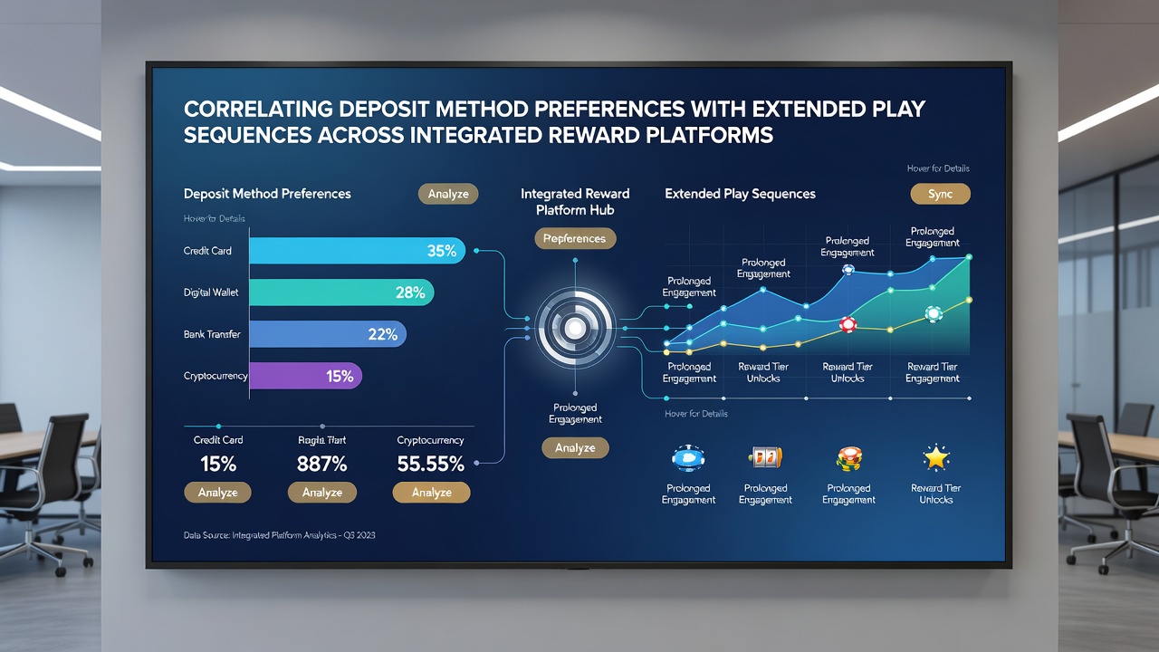 Infographic illustrating correlations between various deposit options and average play session lengths in reward platforms
