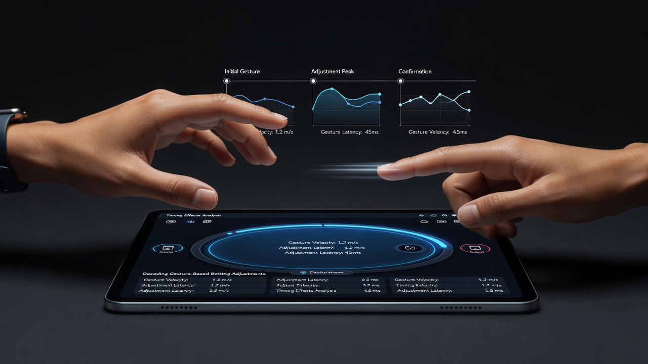 Gesture-based betting adjustments displayed on a mobile table game interface showing swipe and tap controls