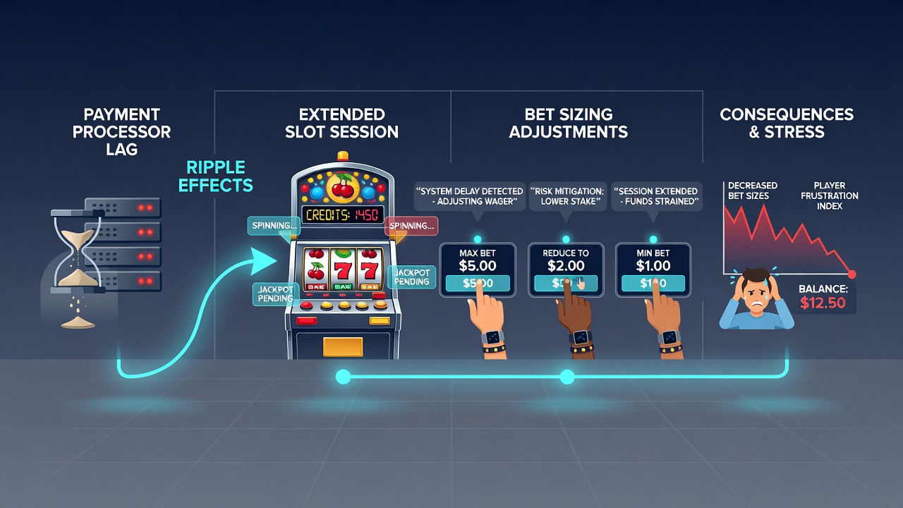 Close-up of digital wallet transaction status screen indicating processing delay in an online casino environment